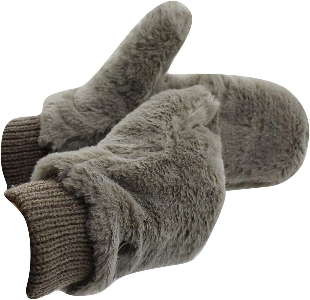 Gerrit Eilova Unisex Winter Fluffy Gloves Mittens Windproof Fleece Plush Gloves with Warm Mitten Cover for Women Girls Boys