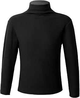 Hansber Kids Boys Girls Thermal Underwear Tops Turtleneck Long Sleeve T-Shirts Solid Color Pullover Base Layer Tops