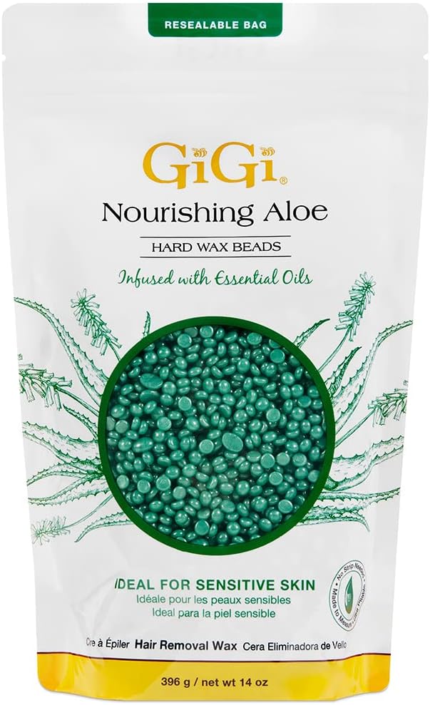 GiGi Hard Wax Beads for Hair Removal, for Sensitive Skin โ Nourishing Aloe, Wax Beads, Perfect for Face, Body, Bikini, Brazilian Waxing, 14 oz