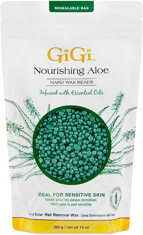GIGI Nourishing Aloe Hard Wax Beads com óleo essencial de aloe, 397 g