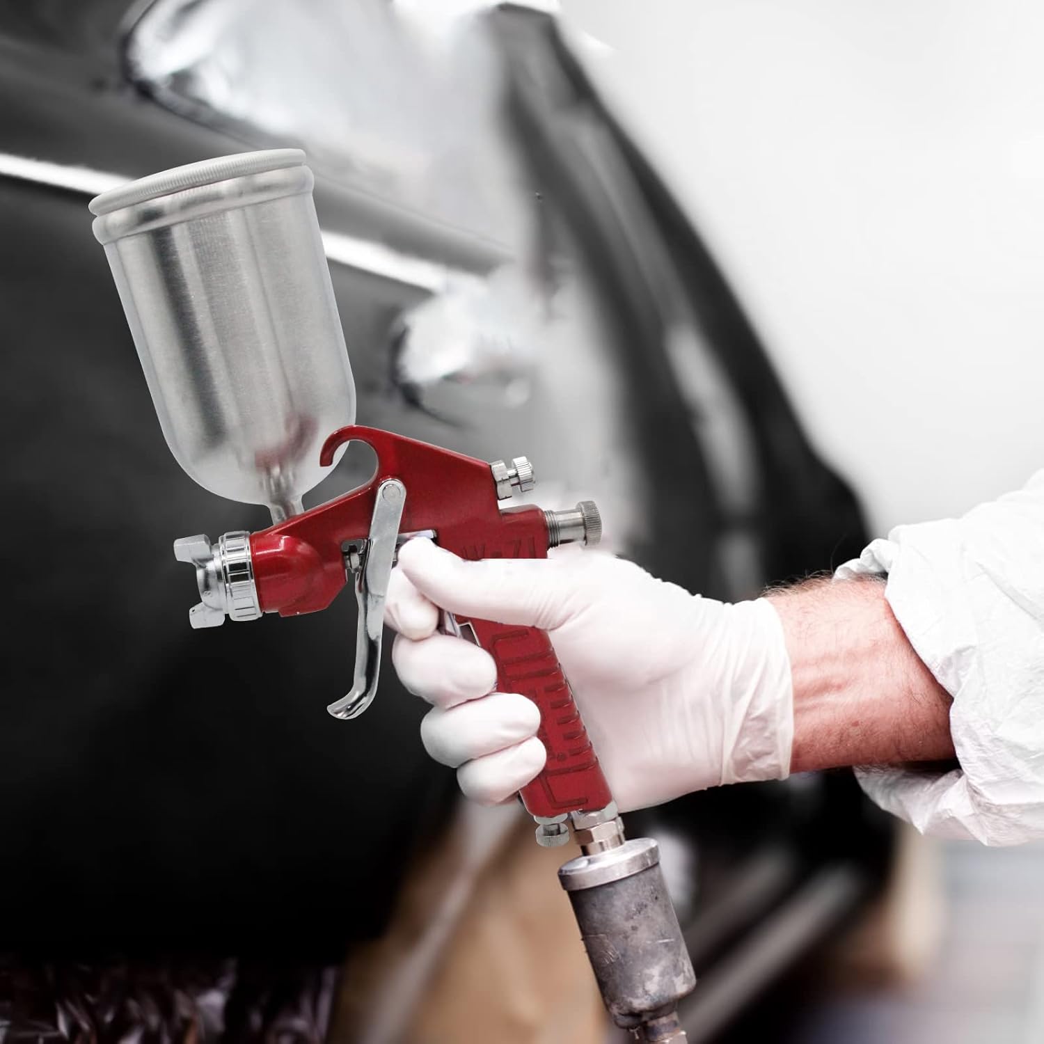 Buy PNTGREEN Hvlp Spray Gun Gravity Feed with 400CC Aluminum Swivel Cup