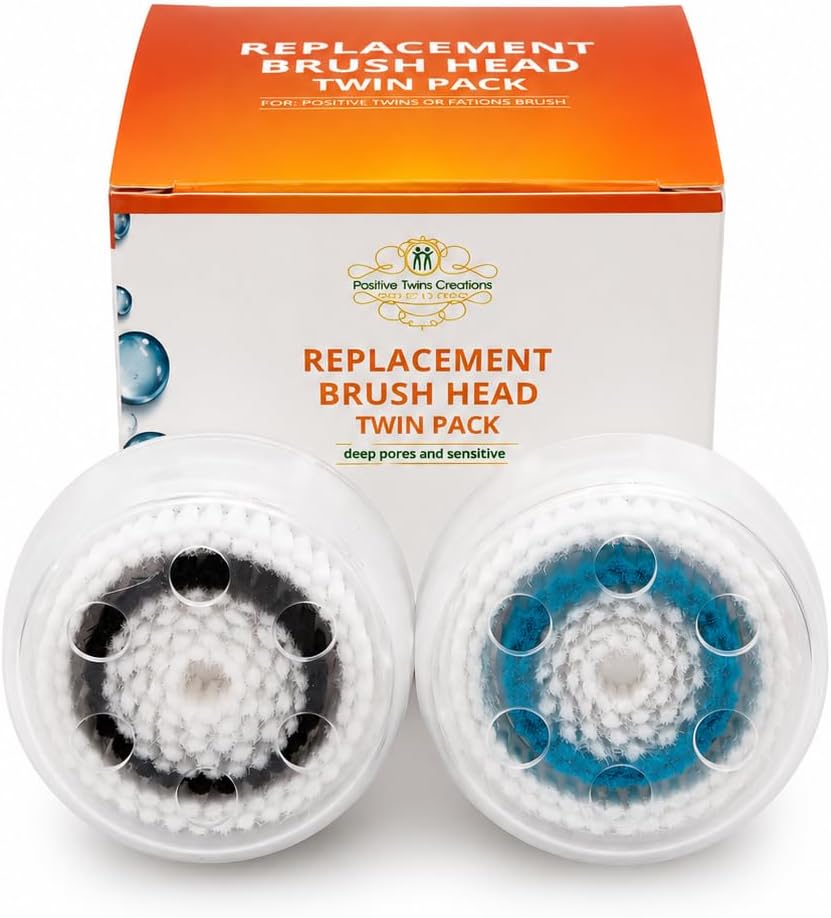 Positive Twins Creations Compatible Replacement Brush Heads for Deep Pore & Sensitive Skin. Designed for Mia, Mia2, Mia3/Aria, Smart Profile, Alpha Fit and Radiance Facial Cleansing System.