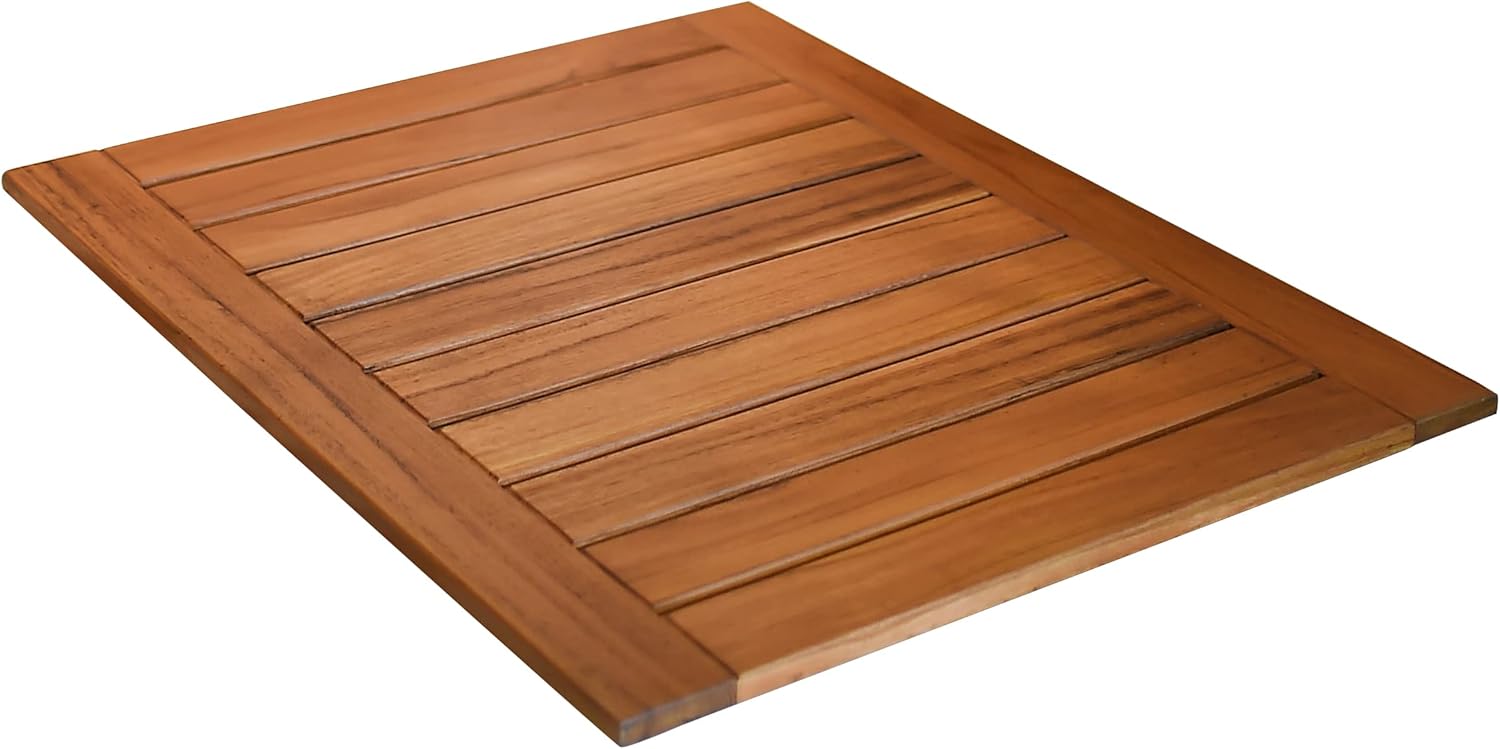 Cambridge Casual Superior Indonesian Teak Non-Slip Wood Bath Shower Mat, Natural Brown