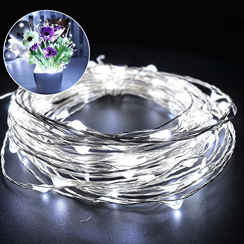 Solar String Lights, 39ft 100 LEDs Outdoor String Lights Copper Wire Starry String Lights for Gardens, Patio, Backyard, Christmas Tree Party decoration(White)