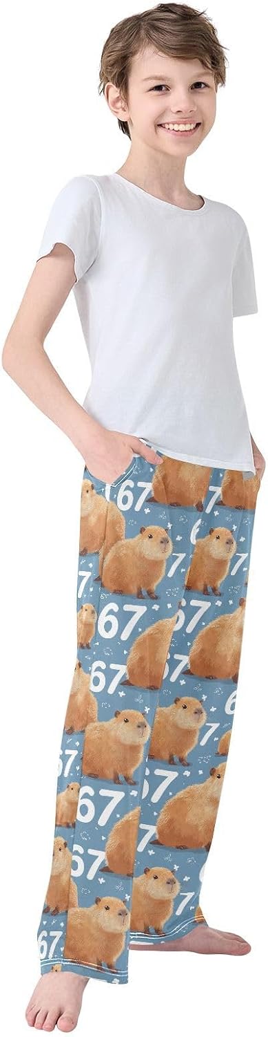 Pfrewn 67 Pattern Pajama Pants Soft PJ Long Sleep Lounge Bottoms Ages 6-14 Years - Image 7