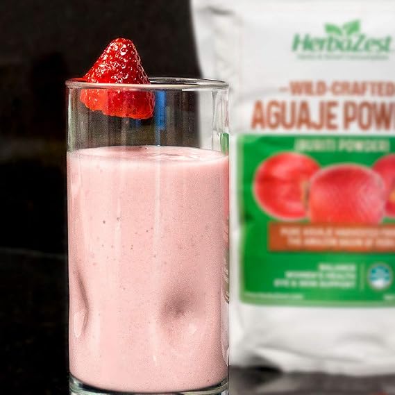 HerbaZest Aguaje Powder 16 Ounce (1 Full LB) Vegan & Gluten Free Wild Crafted & 100% Pure Perfect for Smoothies, Baked & Non-Baked Goods, Yogurt & Cereal, Ice Cream & More
