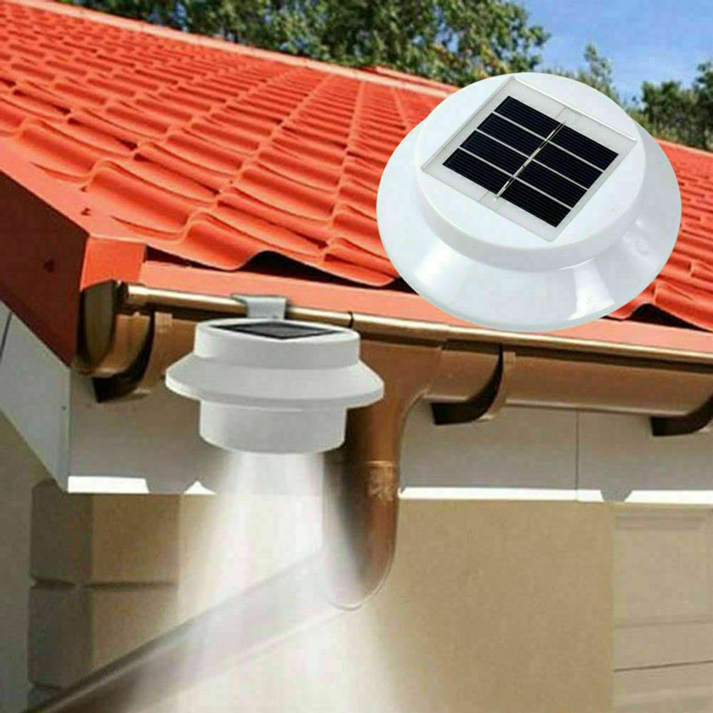 Lizzie Jacobs White New Solar Powered Gutter Lights Outdoor Pack Fence Gutter Lamp 3 Led Lights Ip44 Waterproof Security Outdoor Lights For Walls Gardens Pathways Fence Lobby Size 2