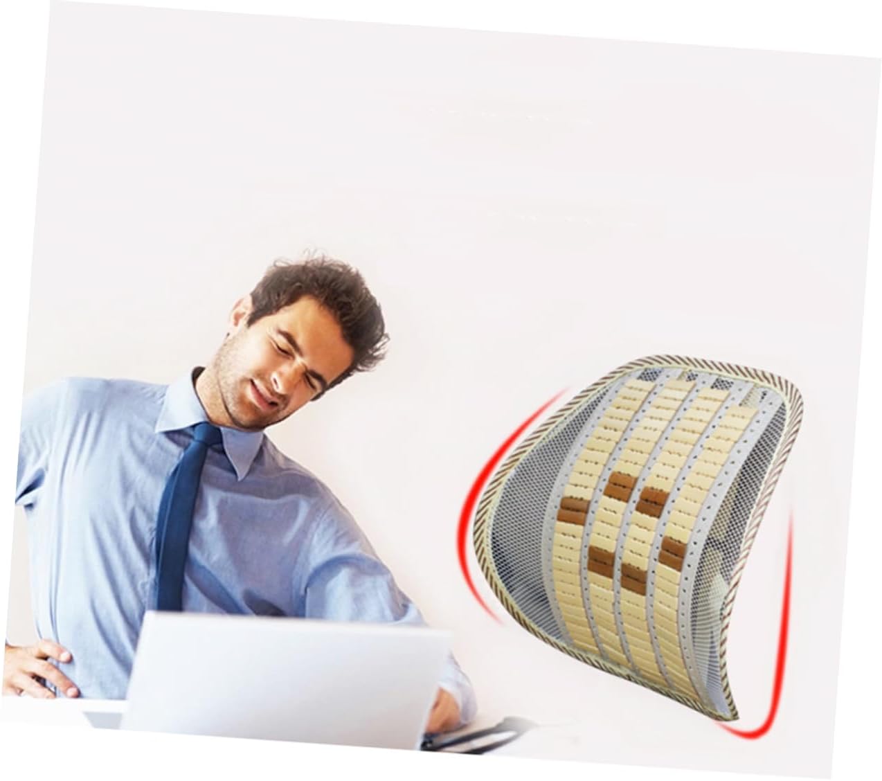 1pc Summer Lumbar Support Cushion Bamboo Charcoal Back Pad for Office Car and Home Breathable Mesh Design for Back and Posture Improvement