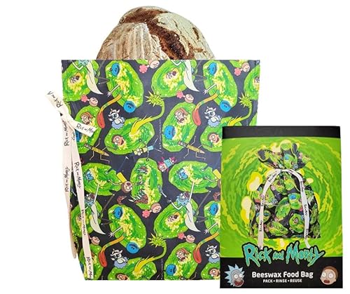 Rick & Morty Bienenwachs beutel für Lebensmittel, Backwaren, Obst und Gemüse | Wiederverwendbare Bags für frische Lebensmittel | 100% Natürlich Umweltfreundliche Lagerung (Slime, 30 x 32 cm)
