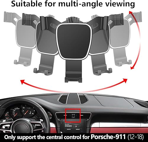 Miniatura 5 de LUNQIN Soporte para teléfono de coche para Porsche 911 2013-2019 GT3 Coupé Convertible Carrera S Cabriolet Turbo 4 4S GT2 GTS R RS Auto Accesorios