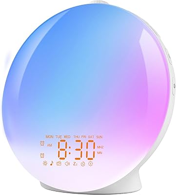 Réveil Simulateur D'aube Bluetooth - Lampe De Chevet Multicolore + 30 Sons D'ambiance - Veilleuse, Aide Au Sommeil