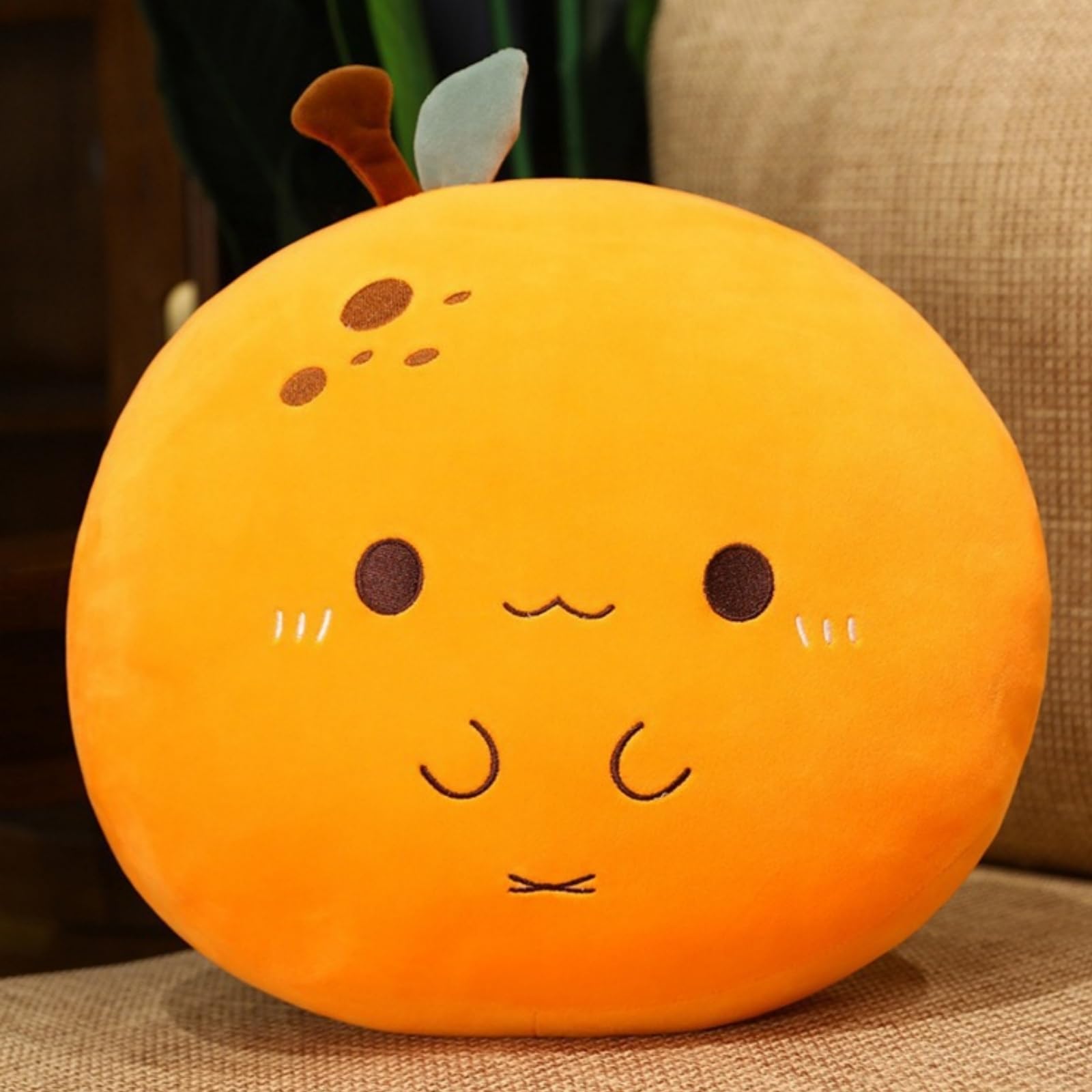 OUKEYI Peach Plush Pillow, Fruit Stuffed Animal, Food Plush Pillow with Hand Pocket, Gift for Kids Adults (orange) 38cm