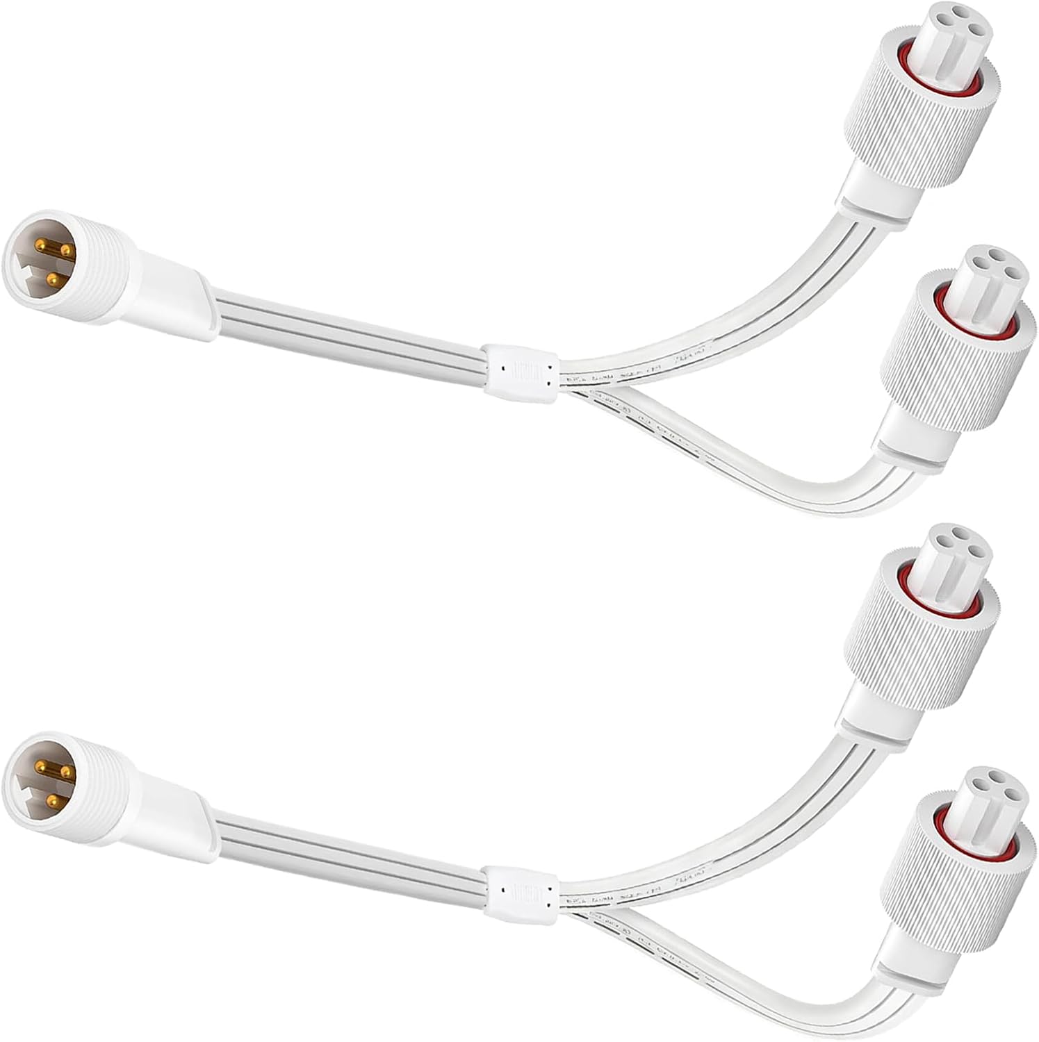 Extension Cord with Splitter Compatible with Govee Permanent Outdoor Lights, 2-Port Extension Cord, Y-Splitter Cable for Govee H705a H705b H705c 3 Pin Outdoor Light (1 Male to 2 Female),2pcs