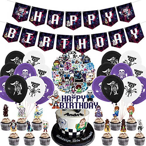 Undertale Party Decorations - Birthday Supplies with Banner, Cake Topper, 12 Cupcake Toppers, 18...