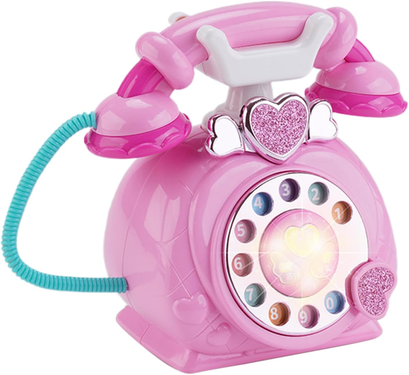 Pretend Play Phone - 6.6x4.3x6.6in Corded Landline Toy, Simulated Ring Me Rotary Telephone | Multipurpose Interactive Music Storytelling Activity for Boys Girls Kids Early Learning Playtime