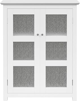Teamson Home Conner Freestanding Two-Door Floor Storage Cabinet with 2 Adjustable Shelves, White