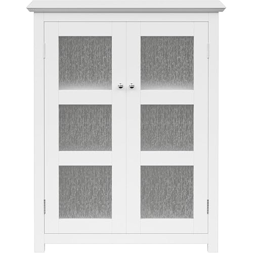 Teamson Home Conner Freestanding Two-Door Floor Storage Cabinet with 2 Adjustable Shelves, White