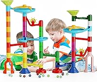 IFOLLOWER 110pcs Marble Run Maze Race Set - STEM Building Toys for Kids 3-12, Educational Marble Track Game 8105