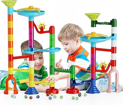 Marble Run, 110pcs Marble Maze Game Construction Building Toys for Kids, Marble Track Race Set STEM Learning Toys Gift for Boys Girls 3 4 5 6 7 8 9 10+, 8105