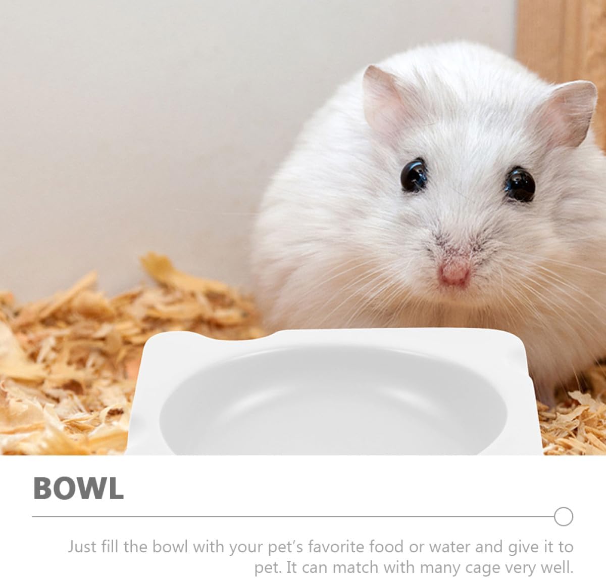 HEMOTON Ceramic Hamster Food Bowl and Guinea Pig Dish Small Animal Feeding Bowl White Non-tip Food Container for Gerbil Rat Chinchilla Pet Supplies