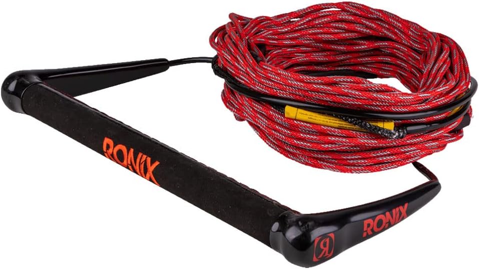 Ronix Combo 4.0 Hide Grip Wakeboard Handle, 1.15 in. Diameter w/75ft. 5-Sect. Solin Rope, Red