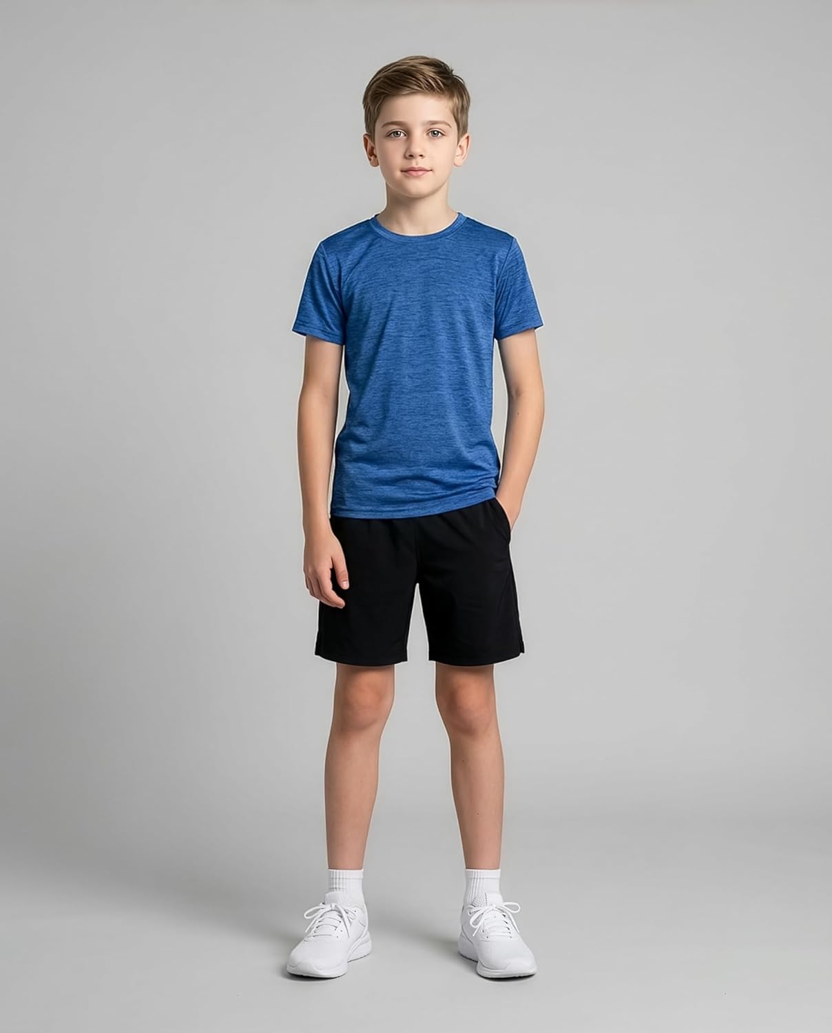 Real Essentials 5 Pack: Youth Dry-Fit Wicking Active Athletic Performance Short Sleeve T-Shirt Boys & Girls Shirts - Image 3