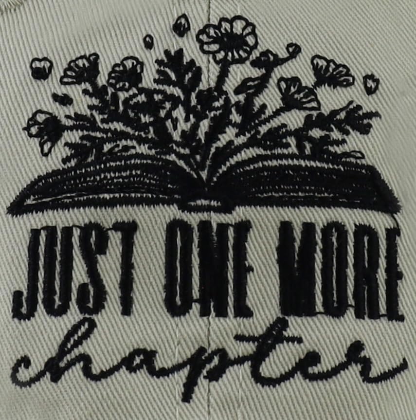 Just One More Chapter Hat for Men Women, Cute Adjustable Cotton Embroidered Book Lovers Baseball Cap - Image 2