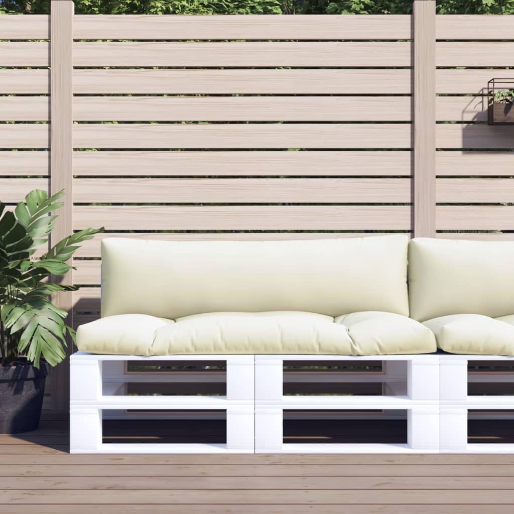 Cuscini per pallet, 2 pezzi, in tessuto crema, 110 x 58 x 10 cm, cuscini per seduta e schienale, imbottiti, impermeabili, morbidi e confortevoli, per esterni, balcone, terrazza, sedia da
