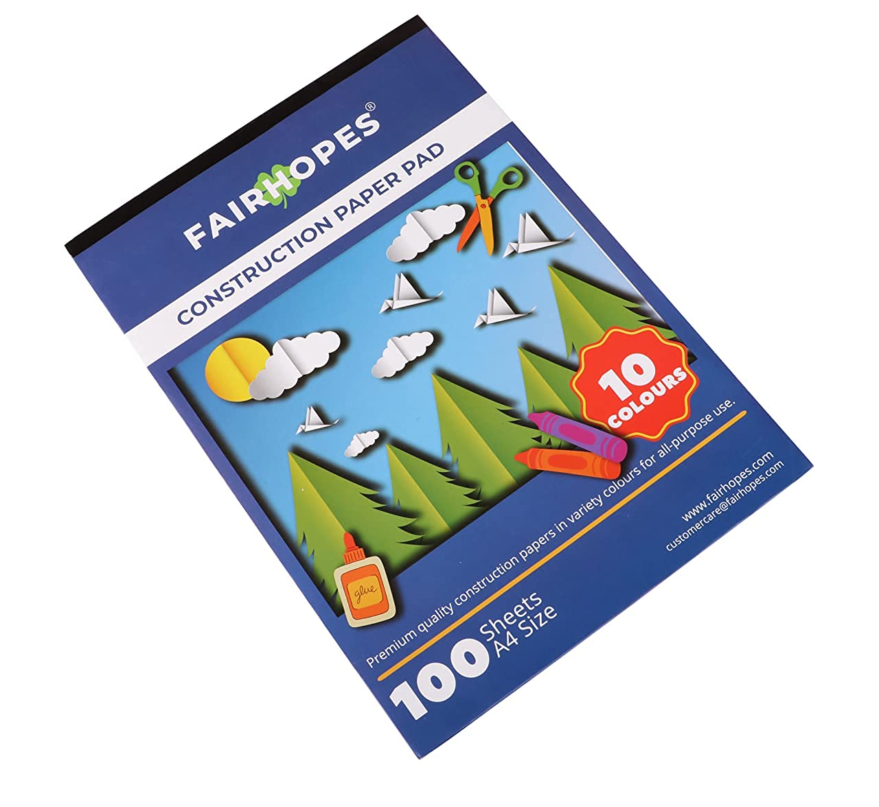 FAIRHOPES A4 100 Pages Color Paper And Construction Pad, Colorful Scrapbook, Decorative Craft Pad (Multicolor Pages,10 Sheets of Each Color)