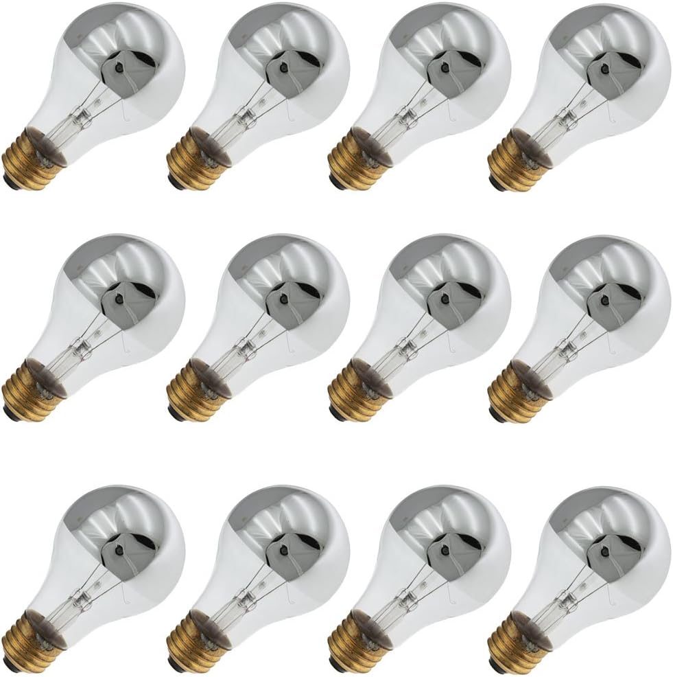 60A19/M 130V, 60 Watt, A19, Medium Screw (E26) Base Half Chrome Silver Bowl Light Bulb (12 Bulbs)
