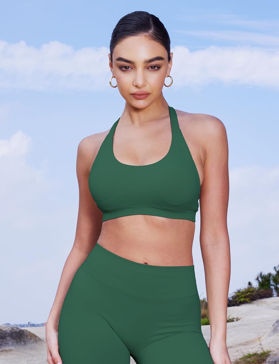 VOYJOY Women Workout Impact Bras Medium Low Support Halter Sports Bras Seamless Open Back Gym Padded Yoga Crop Top - Image 5