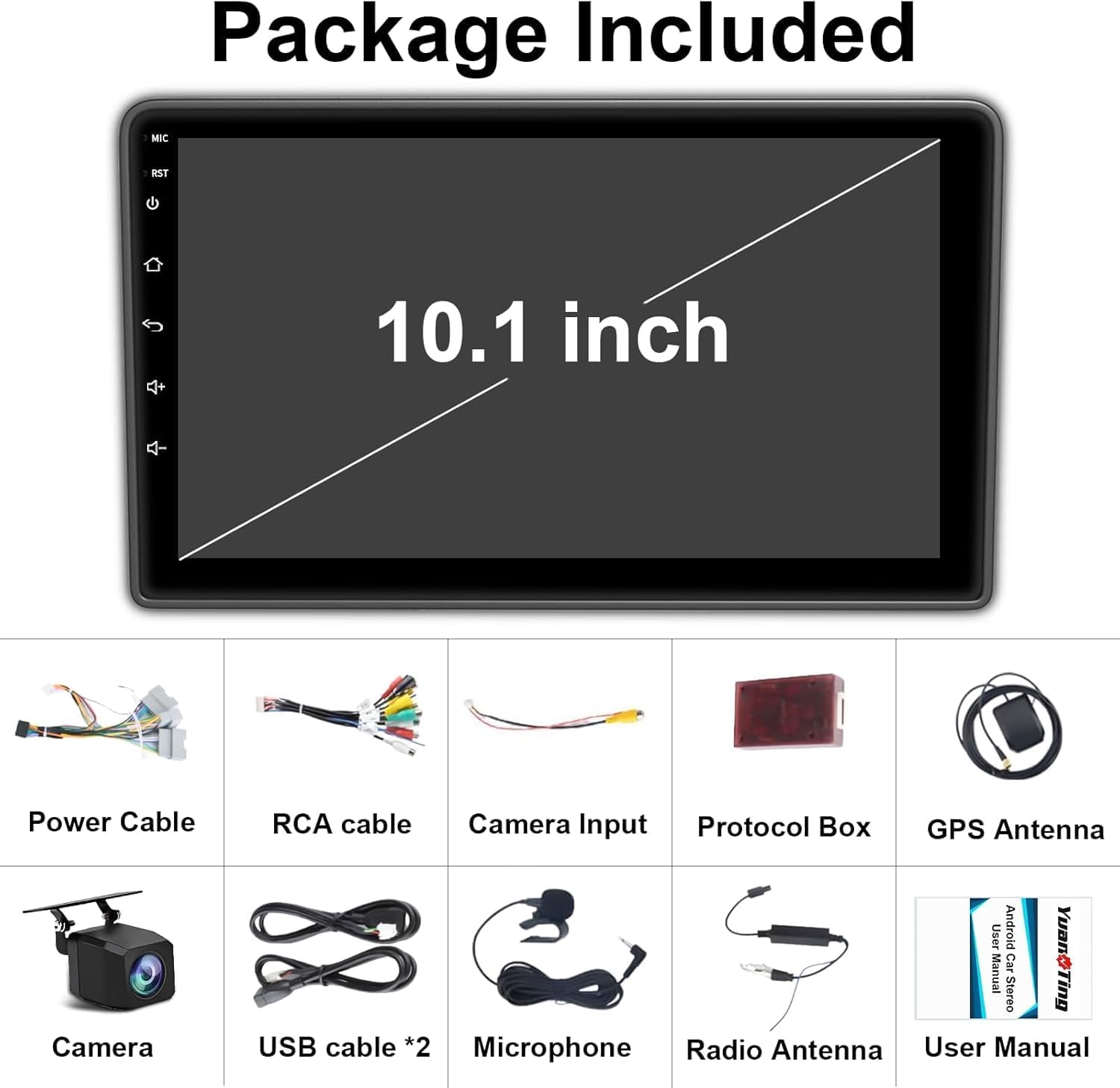 Plug and Play 10.1 Inch Android 15 GPS Car Stereo Upgrade 4GB+64GB for Jeep Wrangler JK 2007-2018 Dodge Ram 1500 2500 2009 2010 2011 2012 Grand Cherokee with Wireless CarPlay Android Auto Bluetooth FM