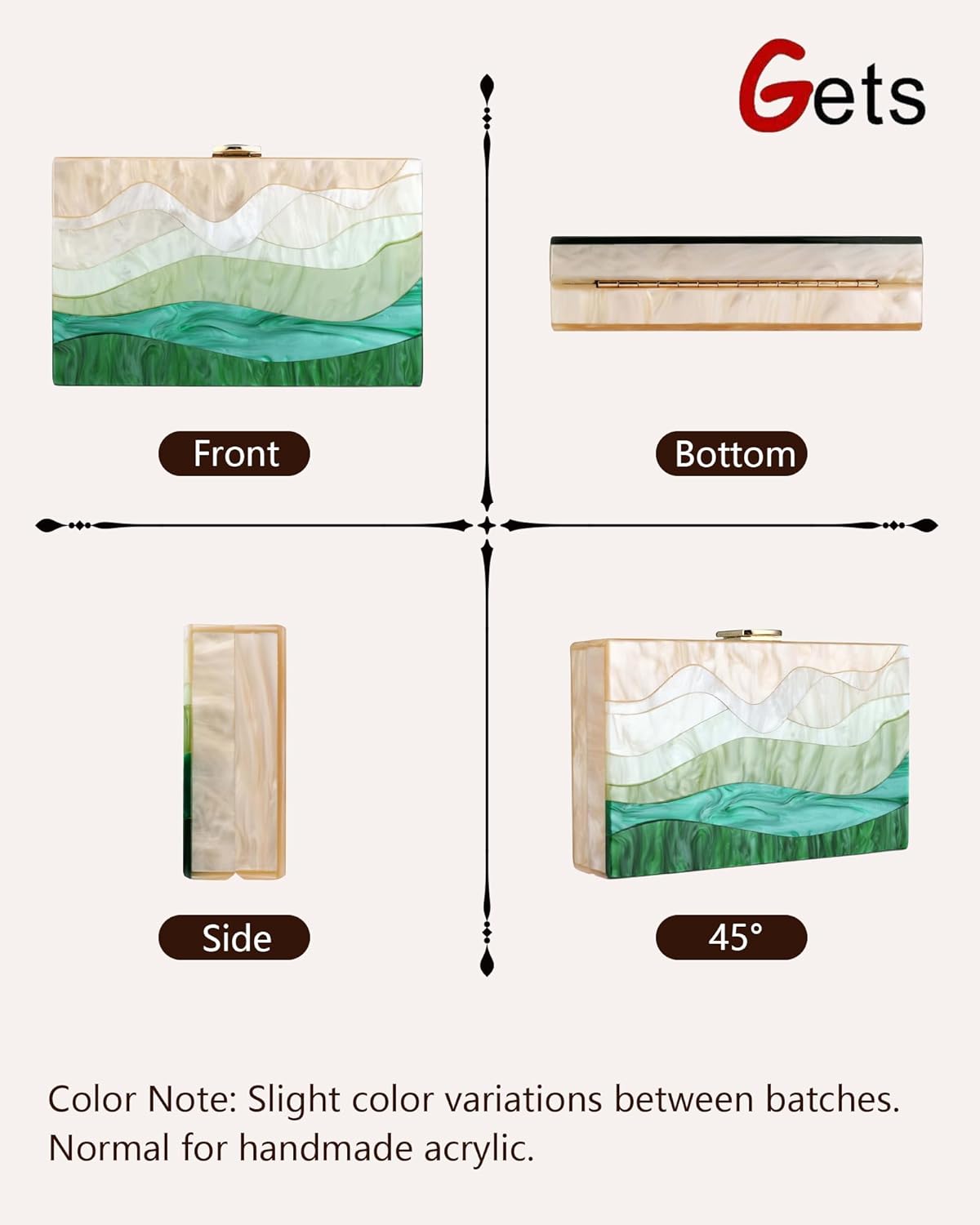 Gets Acrylic Purses and Handbags for Women Multicolor Perspex Geometric Patterns Box Clutch Banquet Evening Crossbody Handbag - Image 7