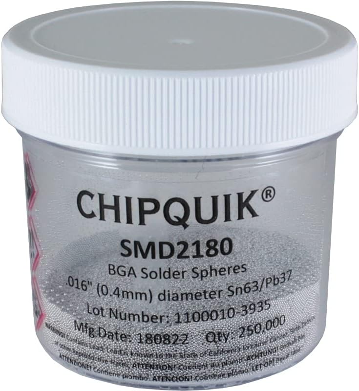 Chip Quik SMD2180 Solder Spheres Sn63/Pb37 .016" (0.4mm) diameter 250K Bottle