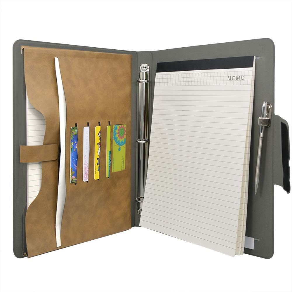 Padfolio Ring Binder File Folder, Business and Interview Portfolio with 3-Ring Binder (Brown) : Office Products