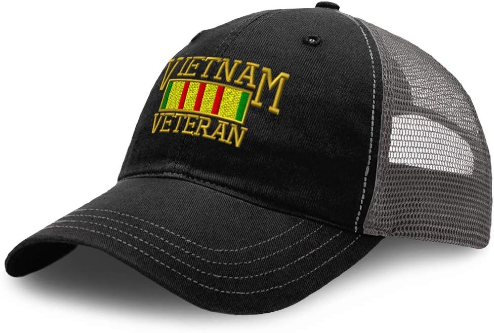 Richardson Soft Mesh Cap Hat Embroidered Vietnam Veteran A Embroidery Trucker Hats for Men & Women Cotton