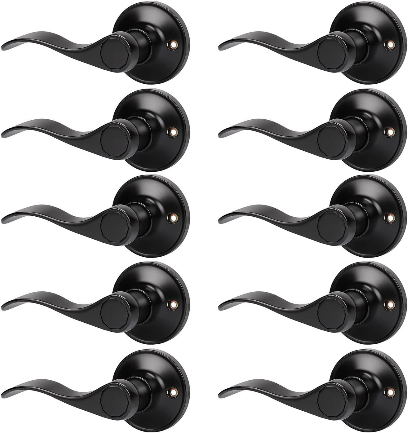 Crazy Deals KNOBWELL 10 Pack Exterior Door Handle Door Lock Set Keyed Alike/Combo Keys Matte Black Door Handle, Vintage Black Lever Door Handle, Door Lever Lock