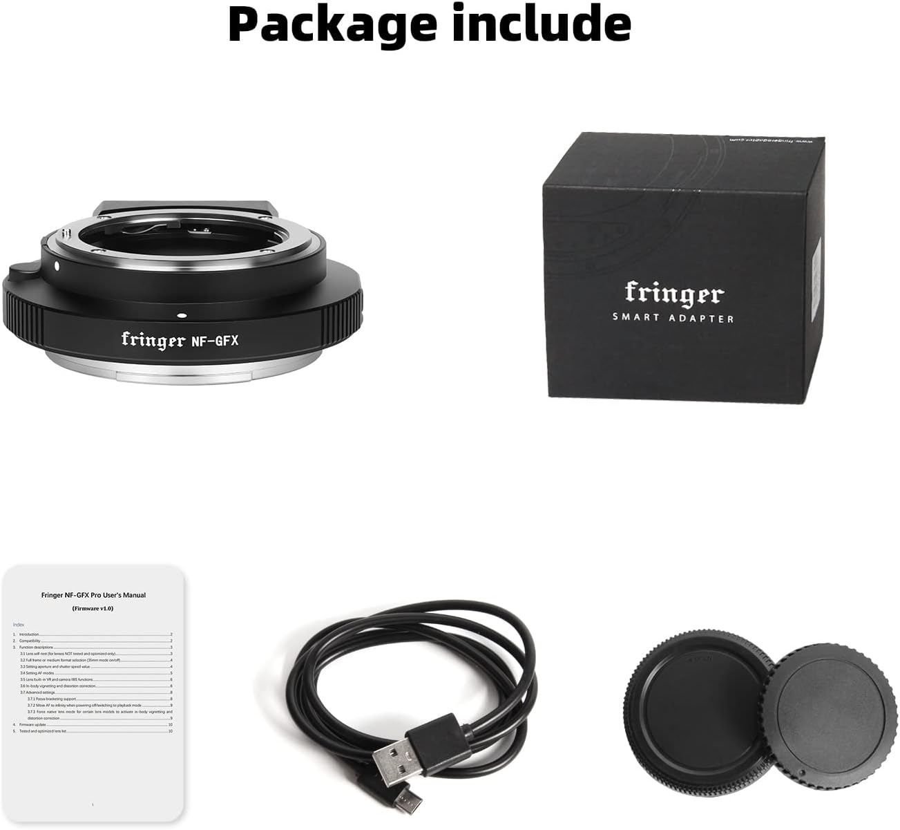 Fringer NF-GFX (FR-NFTG1) Camera Lens Mount Adapter Auto Focus Built-in Electronic Aperture Compatible with Nikon D,G,E Lens Sigma Tamron NF to Fuji Fujifilm GFX100s/50R/50S Cameras Adapters…