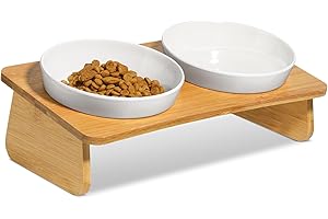 msbc Elevated Cat Bowl with Bamboo Stand: Protect Your Feline's Spine and Reduce Whisker Stress