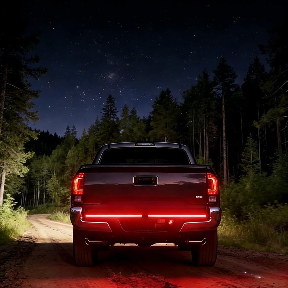 60 Inch Tailgate Light Bar, PC Material Uniform Glow LED Strip with Sequential Amber Turn Signal, Full Function Brake/Running/Reverse Lights for F150 Tundra Ram Silverado Pickup Truck