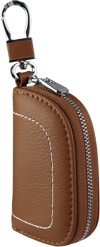 Car Key Fob Case, Leather Car Key Case Multi-Functional Car Key Holder with Zipper for Women Men