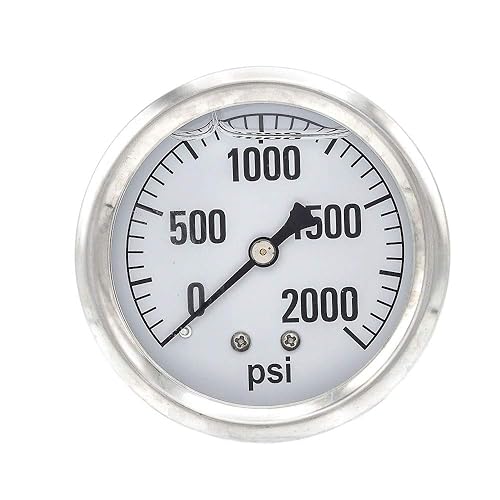 Miniatura 10 de PIC Gauges AG-202L-254G Medidor de presión de 0-200 PSI, dial de 2 12", conexión NPT macho de 14", montaje trasero central, escala única, relleno de