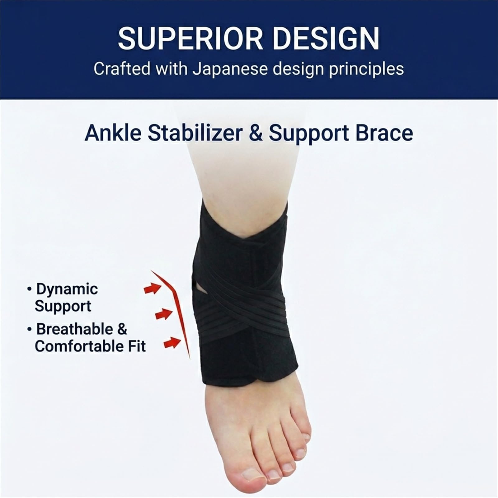 Generisch Sprunggelenkbandage mit Seitenstabilisatoren, mit atmungsaktivem Stoff, für Sport und tägliches Gehen, Modell CJDW1172