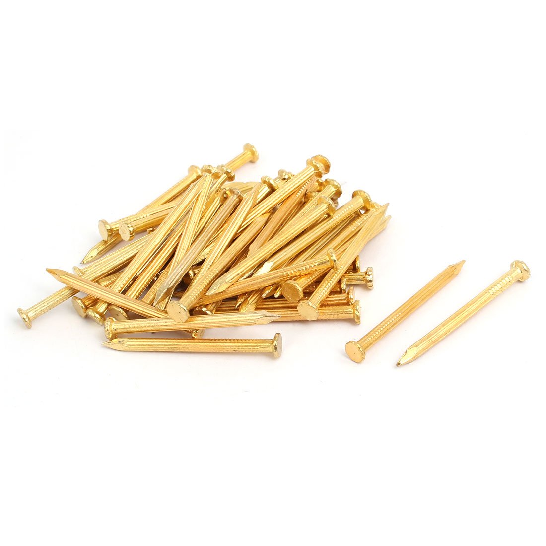 Aexit 3mmx40mm Carbon Fastener Steel Point Tip Fiber Cement Wire Nail Gold Tone 50pcs Model:29as566qo228
