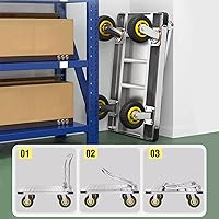 Vista 7 de Carro de plataforma para camiones de plataforma resistente, capacidad de 2000 libras, carrito de empuje plegable de acero, carrito grande
