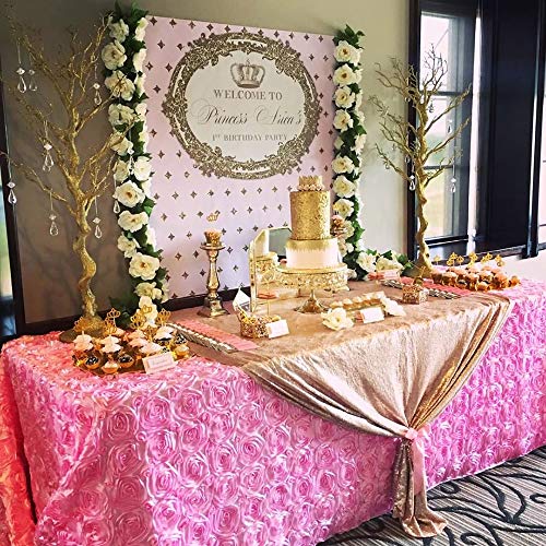Fanqisi Pink Rosette Tablecloths 90 X 132 Inches Baby Shower Decorations For Girls Birthday Party Dinner Cake Table Top Decor #TOP7