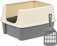 Vista 16 de Yaxa Basics Caja de arena grande para gatos con lados altos, entrada superior, incluye pala, 20.5 x 14.75 x 14.38 pulgadas, gris