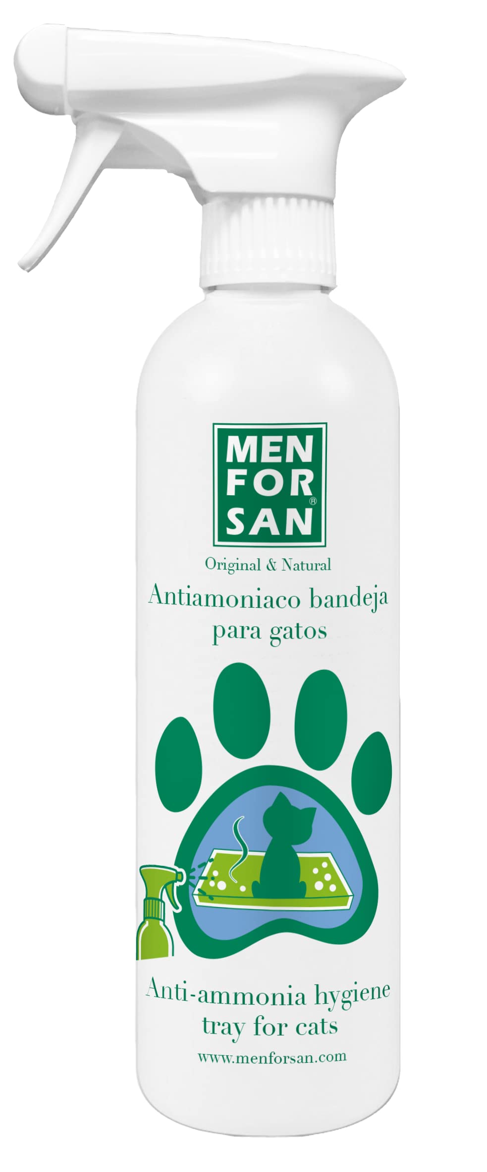MENFORSAN Antiammoniac Plateaux de Chat 500 ML, élimine Les odeurs d'urine, n'est Pas Toxique