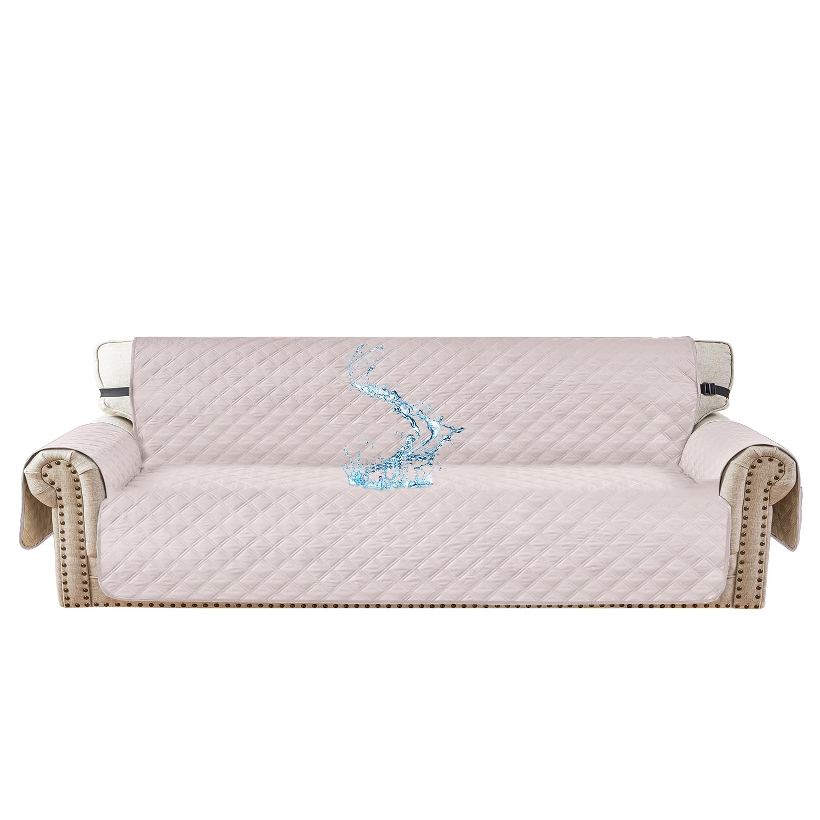 100% Waterproof Sofa Cover, 4 Seater Sofa Cover, Anti Cats and Dog Pets Summer, Sofa Cover, Non-Slip Anti-Stain, Washable, Beige Global Recycled Standard Global Recycled Standard Global Recycled Standard