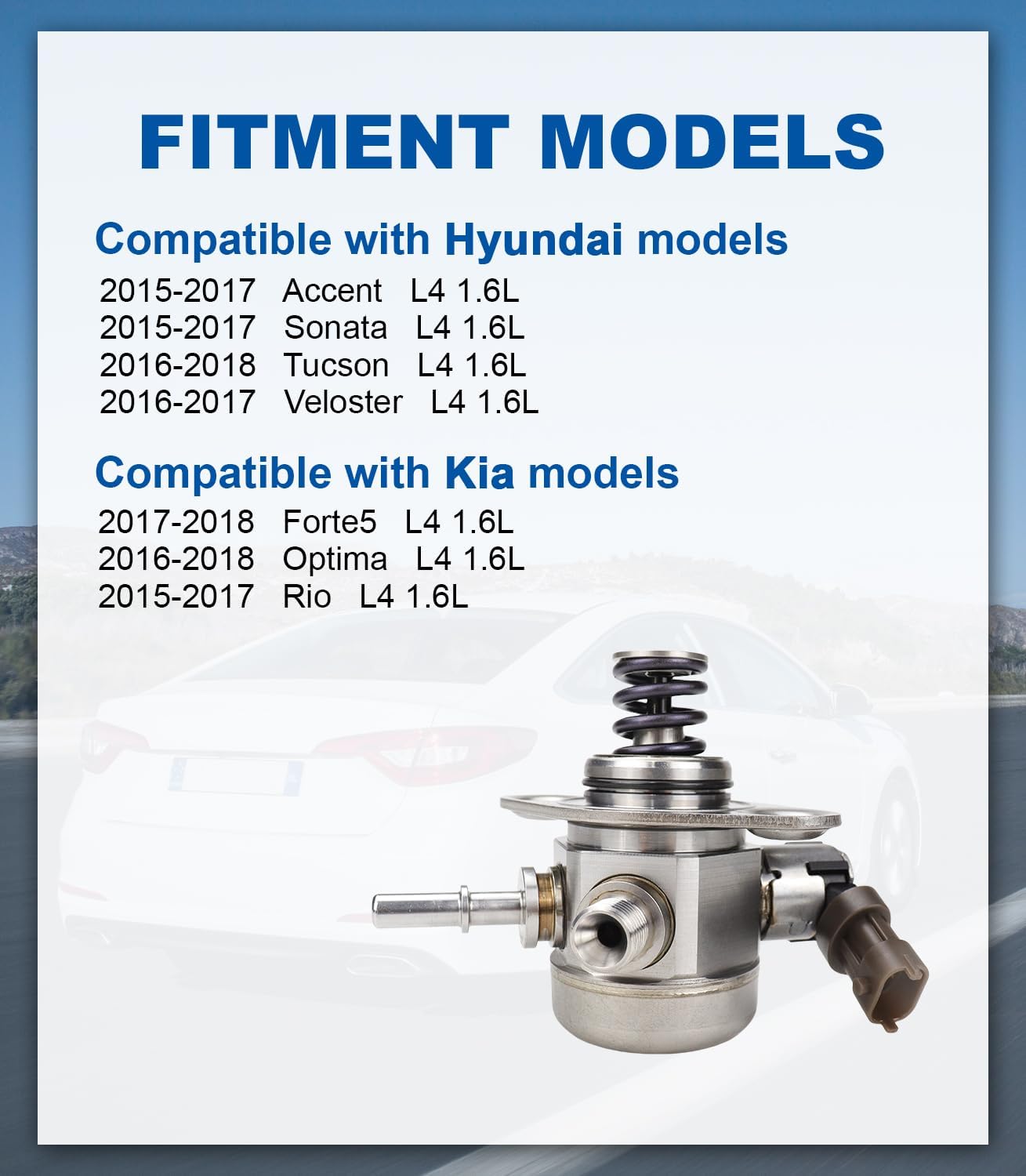 35320-2B220 High Pressure Fuel Pump Compatible with Hyundai Sonata Accent Tucson Veloster, Kia Optima Forte5 Rio L4 1.6l Replace GDP404 M73176 HM10054